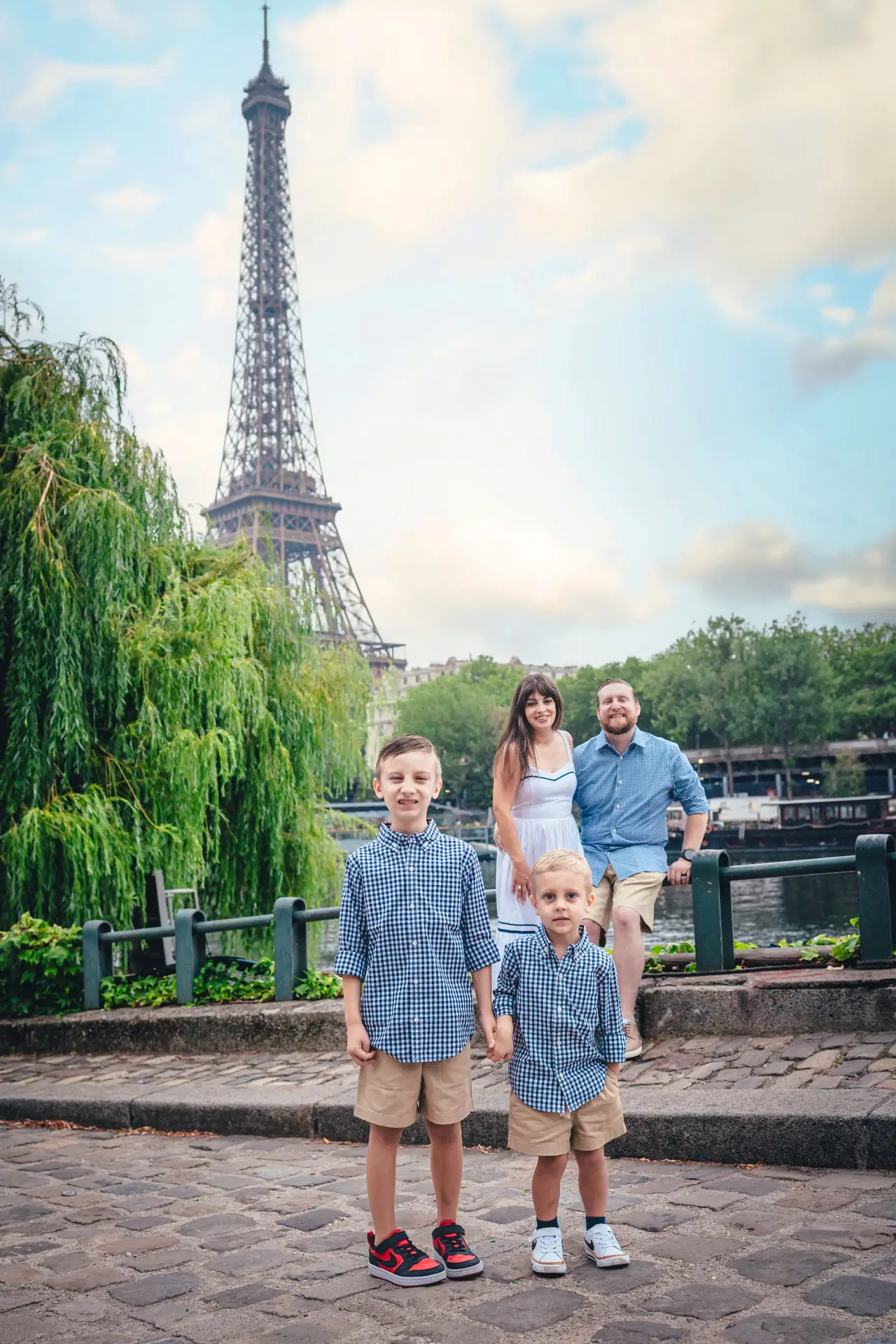 Gavin Swinney with family at the Eiffel Tower in Paris